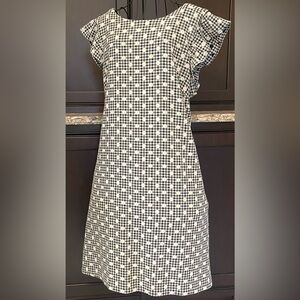 Jessica Howard Black, White & Navy Knee Length Sheath Dress w/Flutter Sleeves